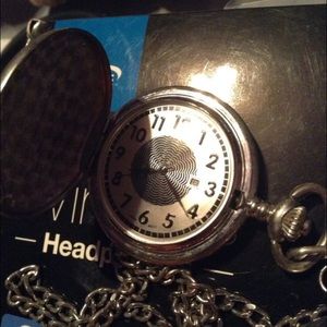 Quartz movement stop watch picture locket combo